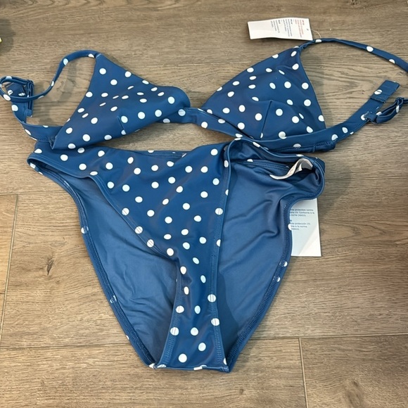 NWT! 2pc Bikini Set Blue Mosaic Triangle Bikini Swim Top & Bottom - Medium ๐ - Picture 12 of 12